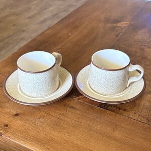 Mikasa vintage Tan and Brown Cup and Saucer Set